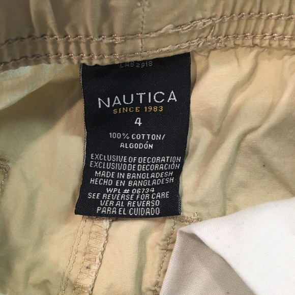 Nautica Size 4 Solid Beige Khaki Cargo Shorts Knee Length Elastic Waist - Picture 5 of 12